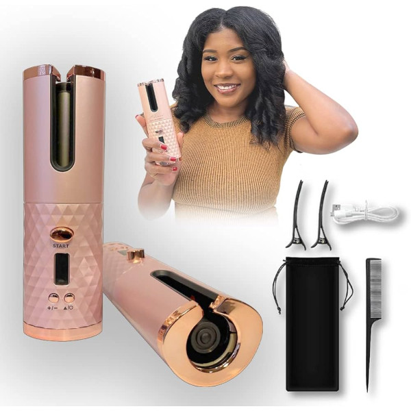 Rechargeable Hair Iron For Curls With Led Screen – Cordless Automatic Curler 501-6 Gold