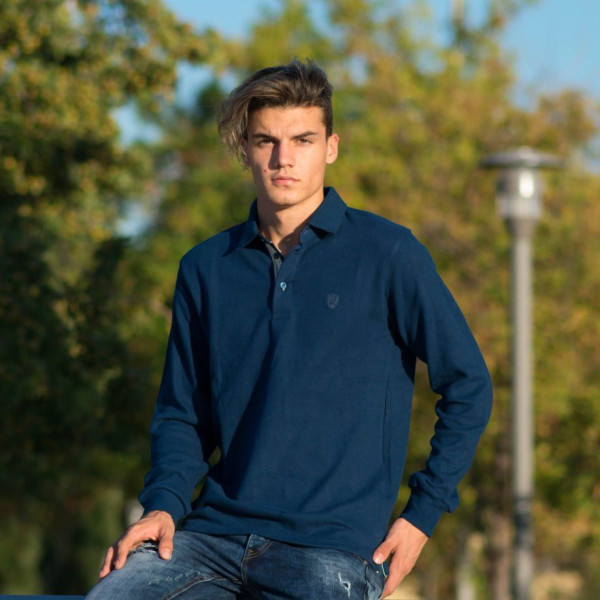 MEN POLO BLOUSE WITH COLLAR MONOCHROME MOHICANS 501 INDIGO