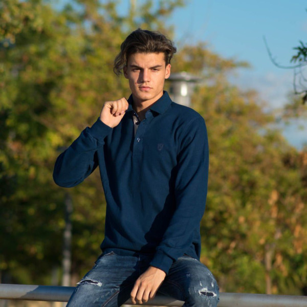 MEN POLO BLOUSE WITH COLLAR MONOCHROME MOHICANS 501 INDIGO