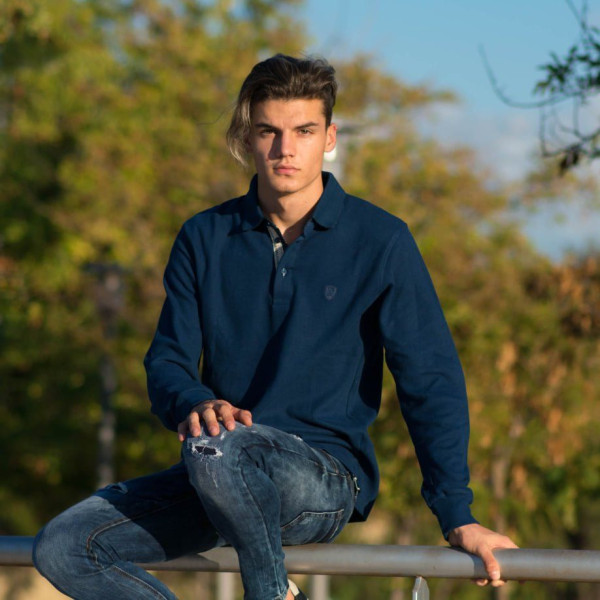 MEN POLO BLOUSE WITH COLLAR MONOCHROME MOHICANS 501 INDIGO