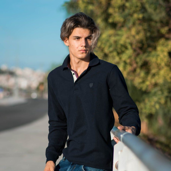 MEN POLO BLOUSE WITH COLLAR MONOCHROME MOHICANS 501 BLUE