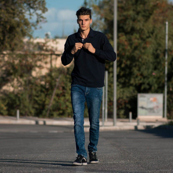 MEN POLO BLOUSE WITH COLLAR MONOCHROME MOHICANS 501 BLUE