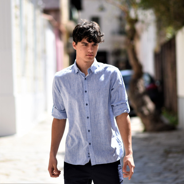 ΑΝΔΡΙΚΟ ΠΟΥΚΑΜΙΣΟ LINEN MOHICANS 5011 ΑΝΟΙΧΤΟ ΜΠΛΕ