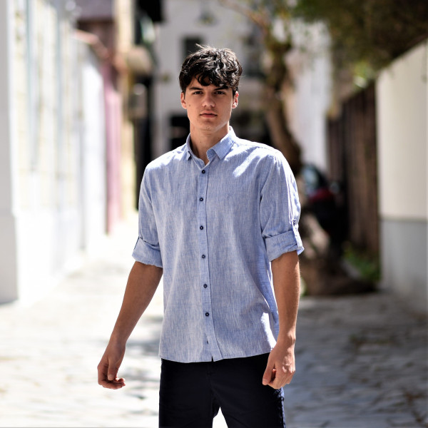 ΑΝΔΡΙΚΟ ΠΟΥΚΑΜΙΣΟ LINEN MOHICANS 5011 ΑΝΟΙΧΤΟ ΜΠΛΕ