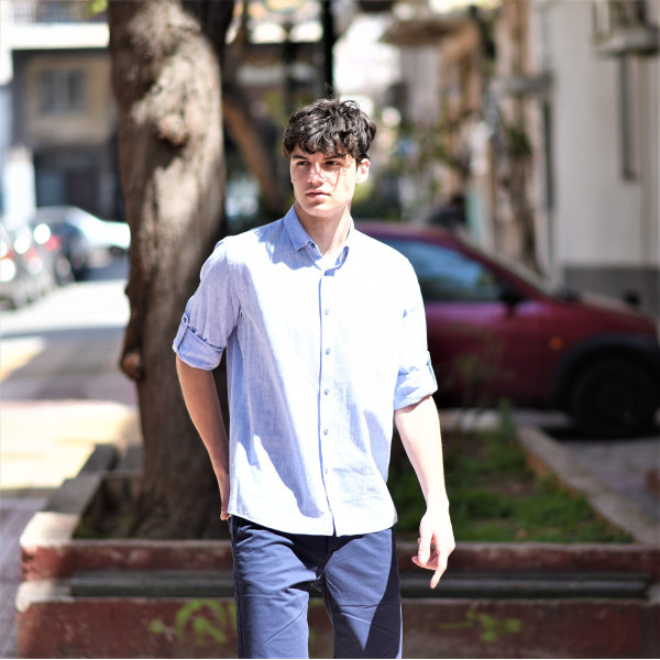 ΑΝΔΡΙΚΟ ΠΟΥΚΑΜΙΣΟ LINEN MOHICANS 5011 ΑΝΟΙΧΤΟ ΜΠΛΕ