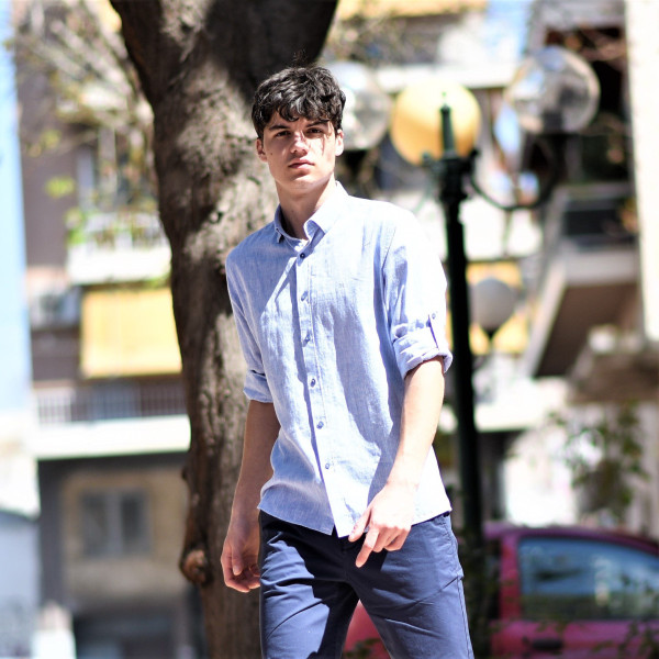 ΑΝΔΡΙΚΟ ΠΟΥΚΑΜΙΣΟ LINEN MOHICANS 5011 ΑΝΟΙΧΤΟ ΜΠΛΕ