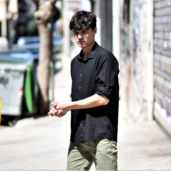 ΑΝΔΡΙΚΟ ΠΟΥΚΑΜΙΣΟ LINEN MOHICANS 5011 ΜΑΥΡΟ