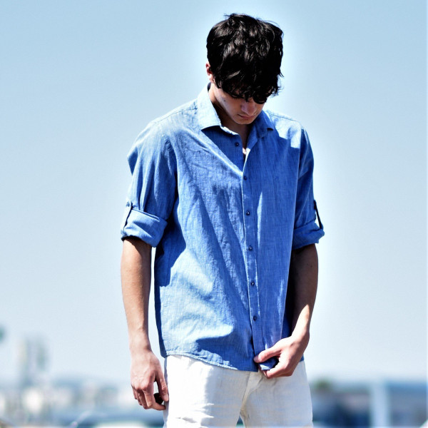 ΑΝΔΡΙΚΟ ΠΟΥΚΑΜΙΣΟ LINEN MOHICANS 5011 ΜΠΛΕ