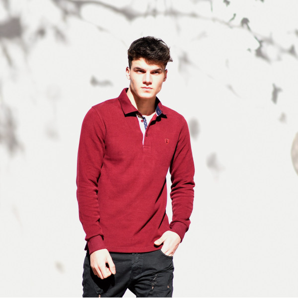 MEN POLO BLOUSE WITH COLLAR MONOCHROME MOHICANS 501 BORDO