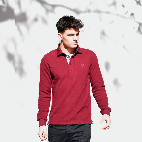 MEN POLO BLOUSE WITH COLLAR MONOCHROME MOHICANS 501 BORDO
