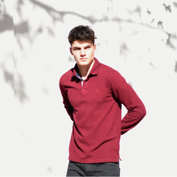 MEN POLO BLOUSE WITH COLLAR MONOCHROME MOHICANS 501 BORDO
