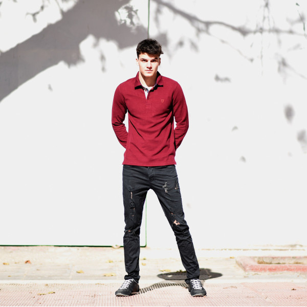 MEN POLO BLOUSE WITH COLLAR MONOCHROME MOHICANS 501 BORDO