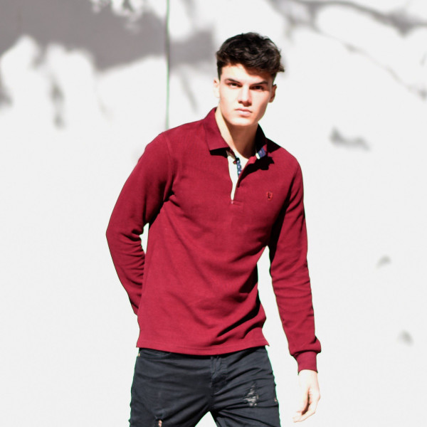MEN POLO BLOUSE WITH COLLAR MONOCHROME MOHICANS 501 BORDO
