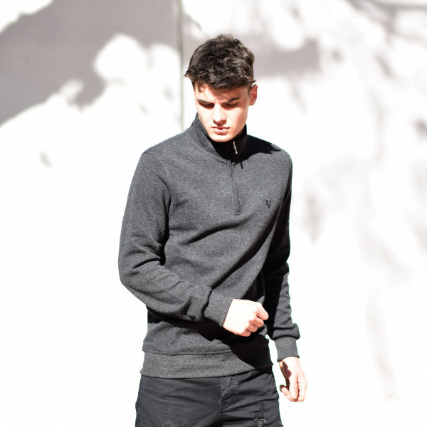 MEN POLO SHIRT ZIPPER MOHICANS 503.DARK GRAY