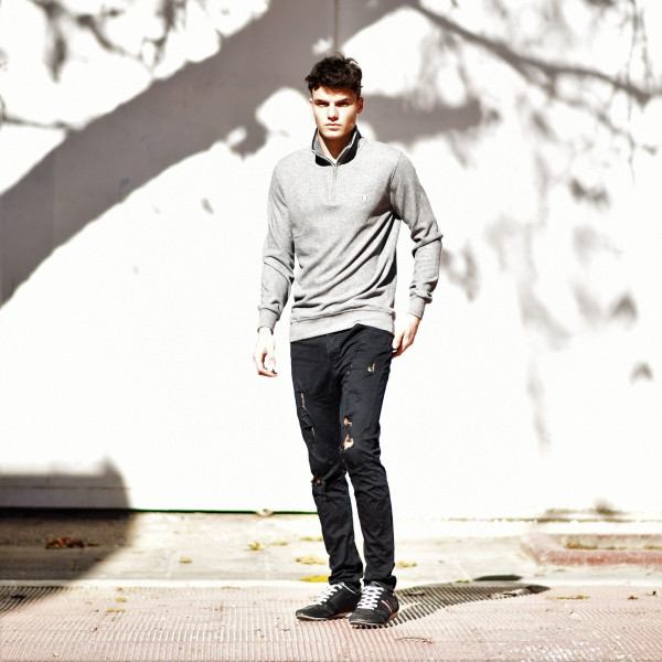 MEN POLO SHIRT ZIPPER MOHICANS 503 GRAY