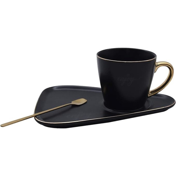 Σετ Φλυτζάνι Κούπα με Πιάτο & Κουτάλι TCB-903-045 Μαύρο