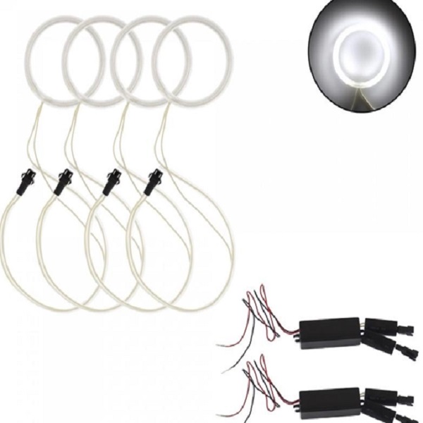 Φωτιζόμενη στεφάνη angel eye αυτοκινήτου/μοτοσυκλέτας 4 τεμ. λευκό 12V 80mm*4 XD2401