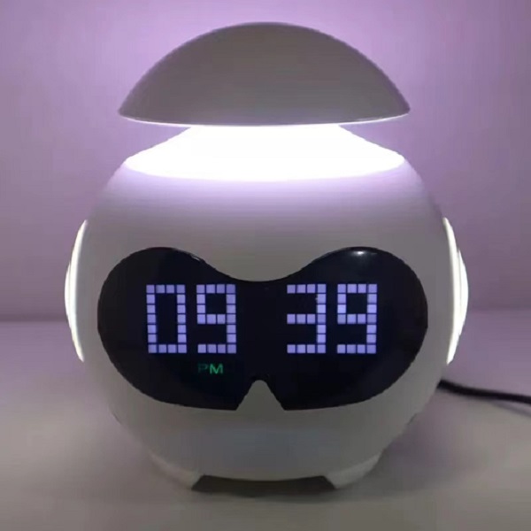 Ψηφιακό ρολόι ξυπνητήρι emoticon με οθόνι LED - ηχείο φωτιστικό με ενσωματωμένη μπαταρία λιθίου ZY-2417 Λευκό