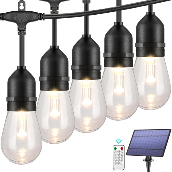 Ηλιακή Αδιάβροχη Γιρλάντα Εξωτερικού Χώρου Με 16 led λάμπες 15m και τηλεχειριστήριο RZ-168 Λευκός θερμός φωτισμός 10 προγράμματα