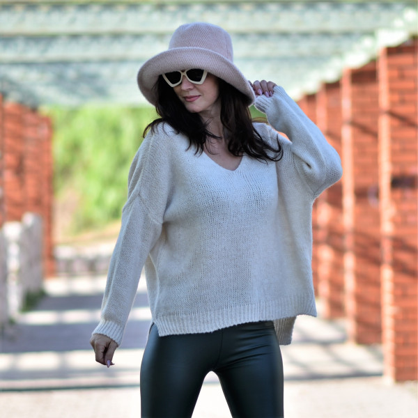 KNIT V NECK MOHICANS 8-M41 ECRU