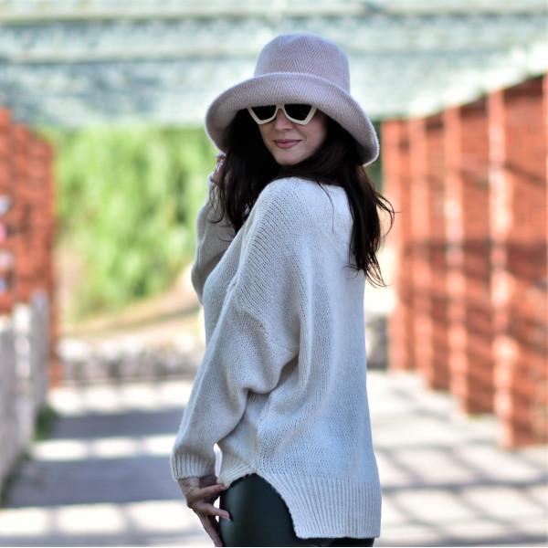 KNIT V NECK MOHICANS 8-M41 ECRU