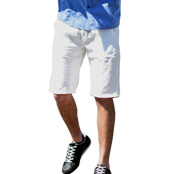 MEN'S BERMUDA CHINOS LINEN MOHICANS 802.WHITE