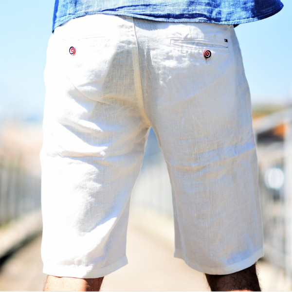MEN'S BERMUDA CHINOS LINEN MOHICANS 802.WHITE