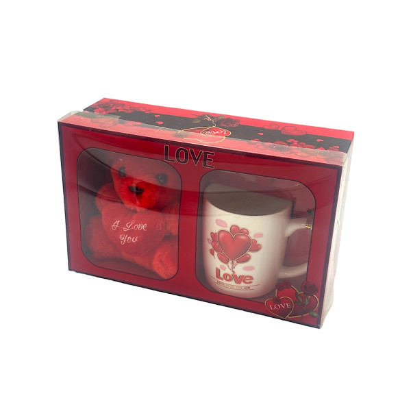 Valentine Cup and Spoon Set with teddy bear 81131 Red