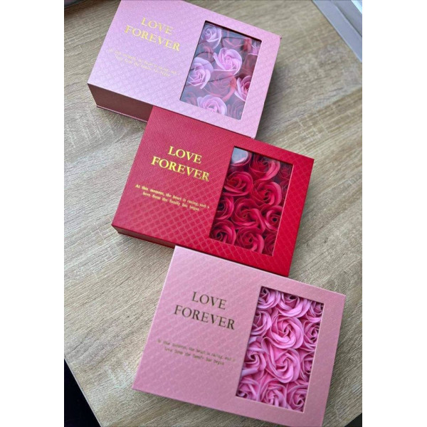 Μπουκέτο από Τεχνητά Λουλούδια Τριαντάφυλλο σε Κουτί 82302-1 Κόκκινο