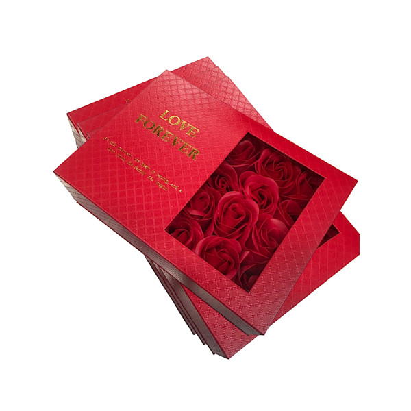Μπουκέτο από Τεχνητά Λουλούδια Τριαντάφυλλο σε Κουτί 82302-1 Κόκκινο