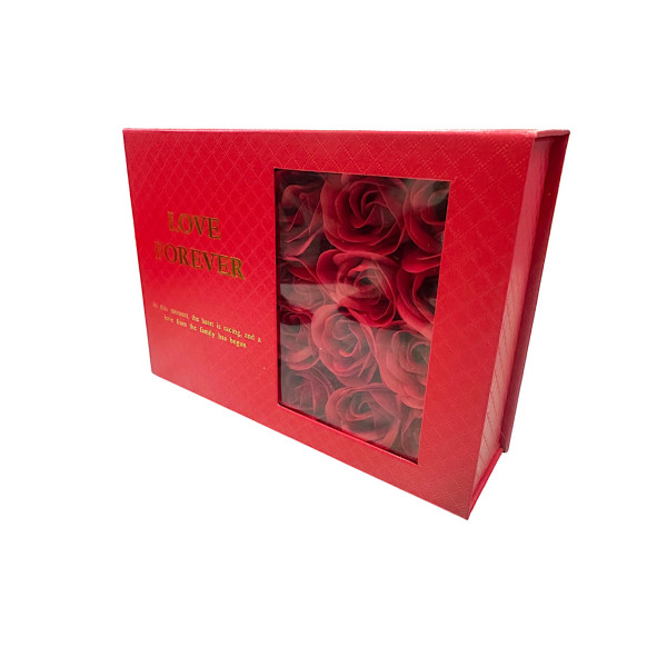 Μπουκέτο από Τεχνητά Λουλούδια Τριαντάφυλλο σε Κουτί 82302-1 Κόκκινο