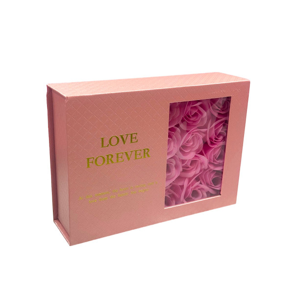Μπουκέτο από Τεχνητά Λουλούδια Τριαντάφυλλο σε Κουτί 82302-3 Ροζ