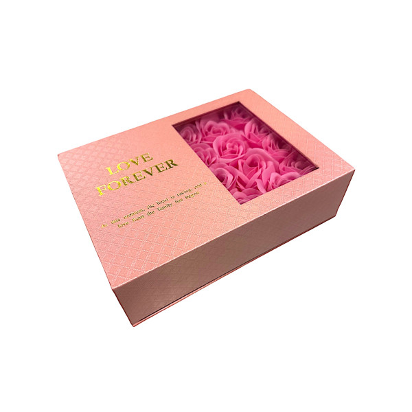 Μπουκέτο από Τεχνητά Λουλούδια Τριαντάφυλλο σε Κουτί 82302-3 Ροζ