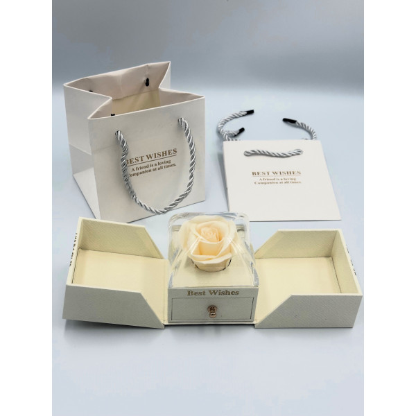 Κουτί με Τριαντάφυλλο Κόκκινο σε Θήκη Κοσμήματος Αγ Βαλεντίνου 82307-3 Λευκό