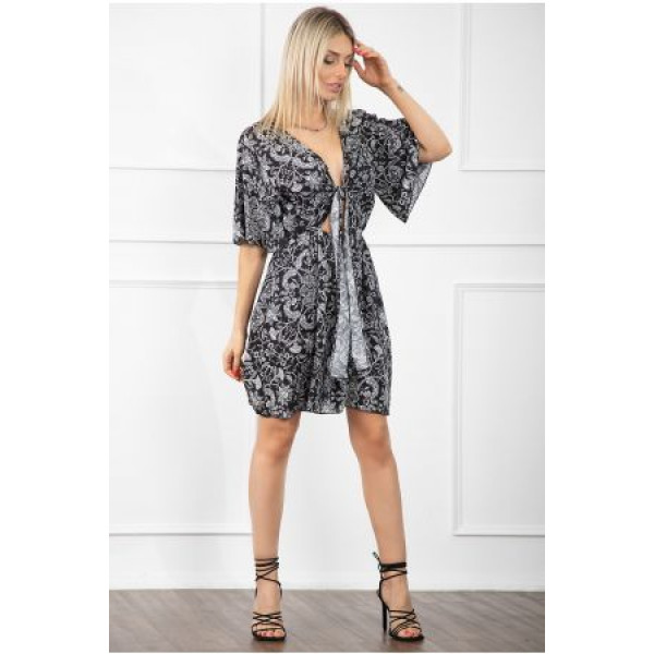 ΓΥΝΑΙΚΕΙΟ ΦΟΡΕΜΑ MOHICANS 8303.FLOWERS-BLACK