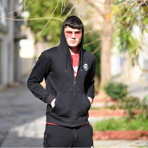 ZIPPER SWEATSHIRT HOODIES MOHICANS 836902 BLACK