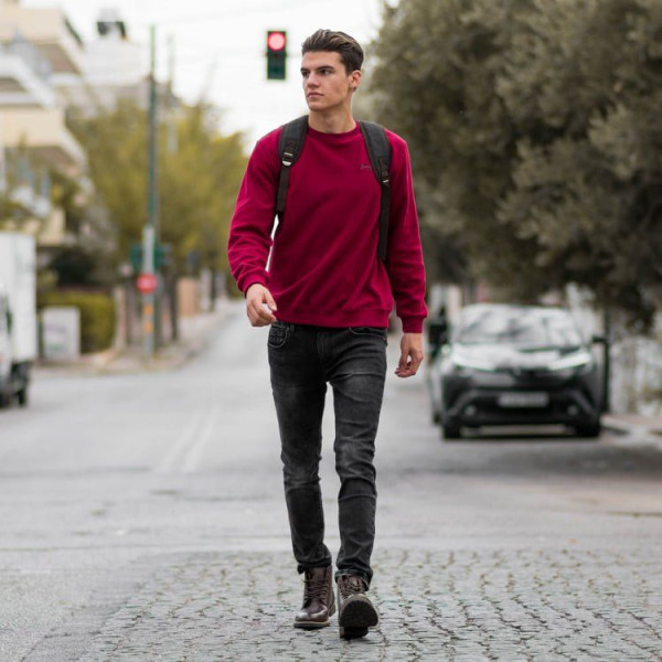 MEN'S BLOUSE SWEATSHIRT CREWNECK MOHICANS 836904 BORDO