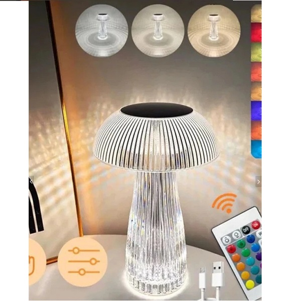 Επιτραπέζιο Διακοσμητικό Φωτιστικό LED “Κρυστάλλινο” Αφής με τηλεχειριστήριο RGB 8528