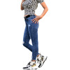 TROUSERS HIGH-WAISTED JEANS WITH TORNS MOHICANS 9308 BLUE