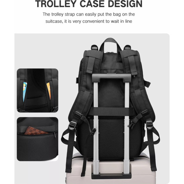 ΤΣΑΝΤΑ ΠΛΑΤΗΣ ΑΔΙΑΒΡΟΧΗ OZUKO MOHICANS 9388 ΜΑΥΡΟ