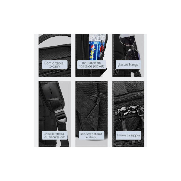 Ozuko σακίδιο πλάτης 25L αδιάβροχο 9601 Μαύρο