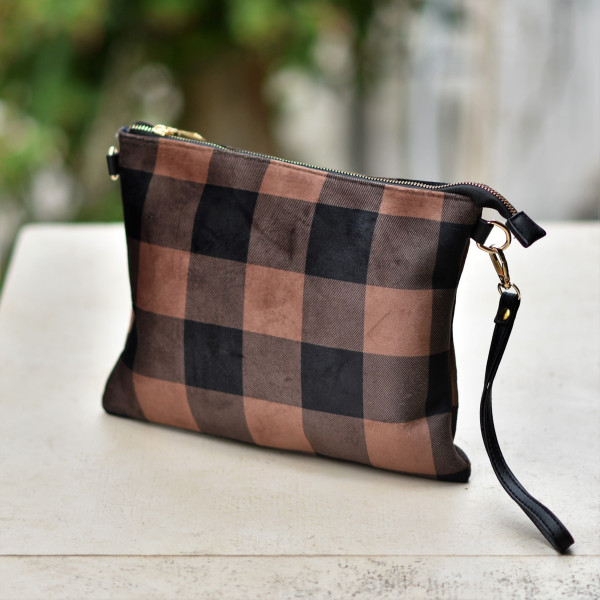 WOMEN SHOULDER BAG PLAID ENVELOPE MOHICANS 977-1 BROWN