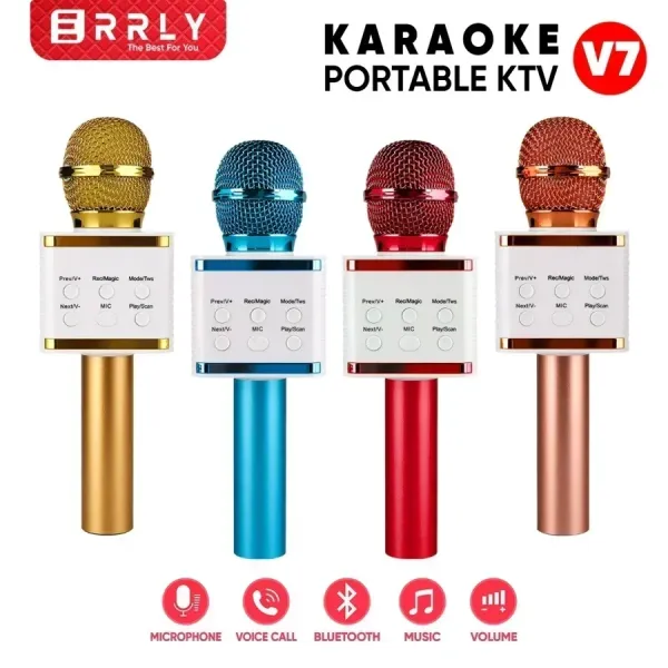 Aσύρματο Μικρόφωνο Bluetooth Καραόκε V7 – Μπλέ