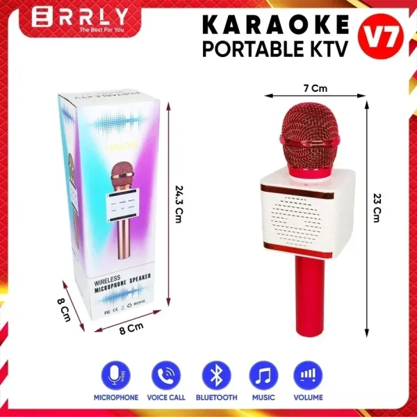 Aσύρματο Μικρόφωνο Bluetooth Καραόκε V7 – Κόκκινο