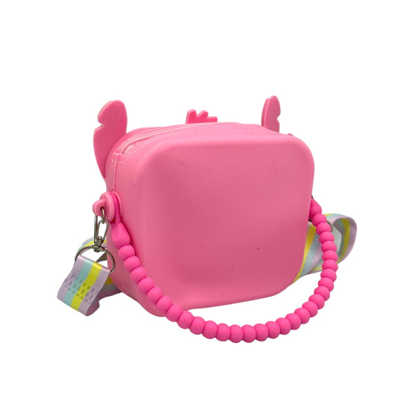 Stitch Silicone Mini Shoulder Bag With Adjustable Shoulder Strap Coin Purse Kids Gifts A7 Pink