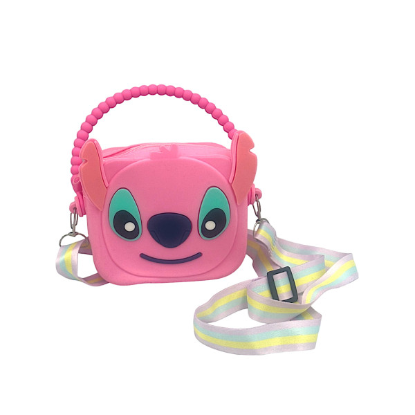 Stitch Silicone Mini Shoulder Bag With Adjustable Shoulder Strap Coin Purse Kids Gifts A7 Pink
