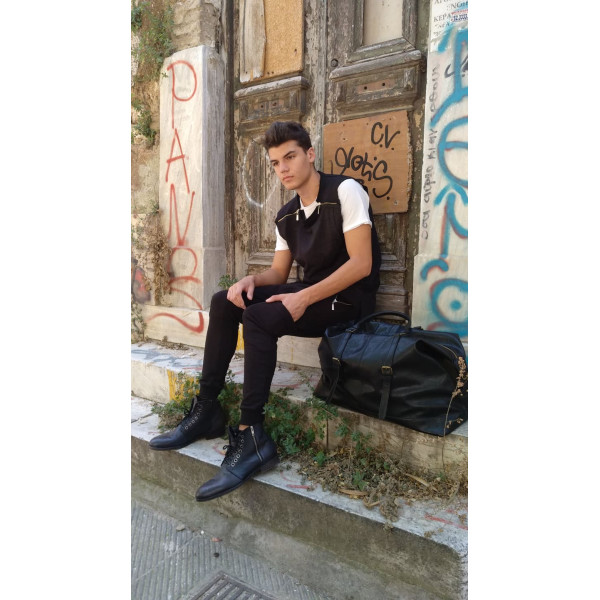 MEN'S BLOUSE SWEATSHIRT SLEEVELESS ZIPPER MOHICANS 106 BLACK