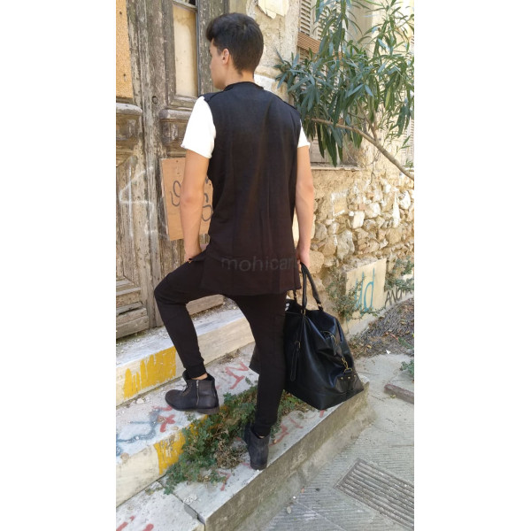 MEN'S BLOUSE SWEATSHIRT SLEEVELESS ZIPPER MOHICANS 106 BLACK