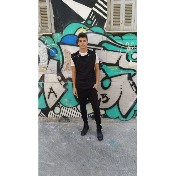 MEN'S BLOUSE SWEATSHIRT SLEEVELESS ZIPPER MOHICANS 106 BLACK