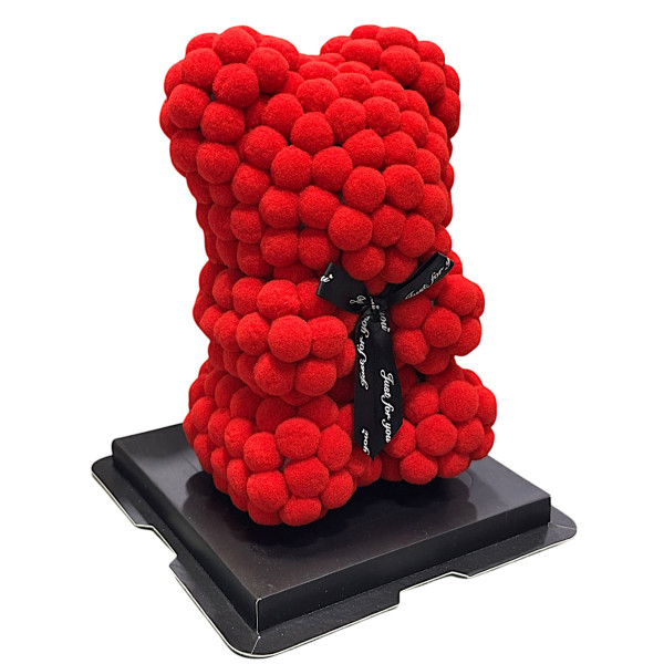 Αρκουδάκι Κόκκινο με Κορδέλα και κουτί 25cm Pom Pom Foam flower 84790 Κόκκινο